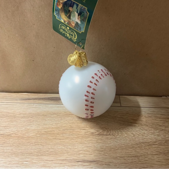 New! Old World Christmas Baseball Tree Ornament Glass White Red - Picture 4 of 7